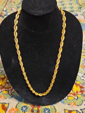 Vintage Napier Gold Tone Chunky Twisted Rope Chain Necklace 28”